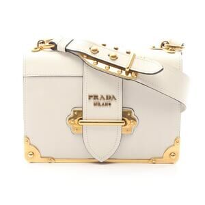 Prada Cahier Shoulder Bag Leather Saffiano White